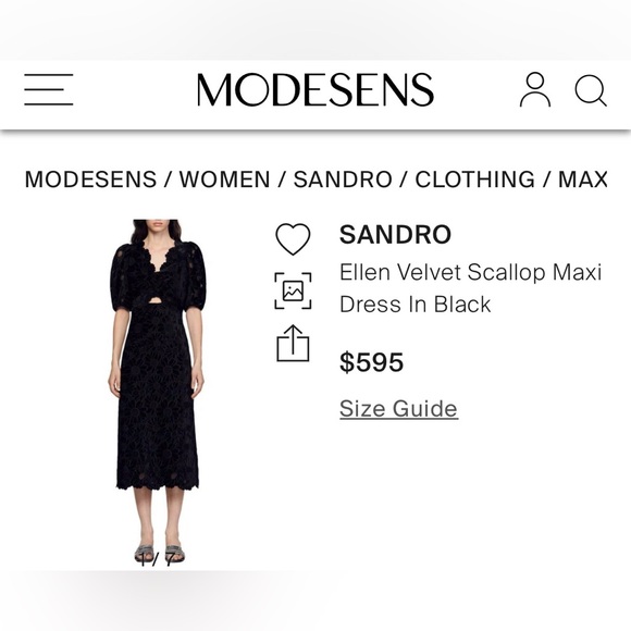 Sandro Ellen Velvet Scallop Maxi Black Noir Floral
Black Dress size 40/10 NWOT - Picture 9 of 16